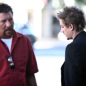Rob and Chad Lindberg working it out on set