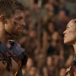 Still of Cynthia Addai-Robinson and Liam McIntyre in Spartacus: Blood and Sand (2010)