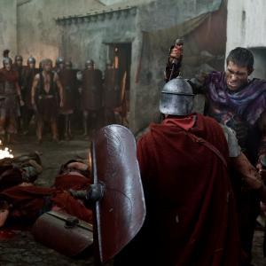 Still of Simon Merrells Liam McIntyre and Todd Lasance in Spartacus Blood and Sand 2010