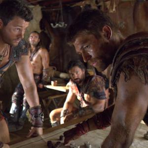 Still of Manu Bennett Dustin Clare Daniel Feuerriegel and Liam McIntyre in Spartacus Blood and Sand 2010