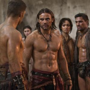 Still of Manu Bennett Cynthia AddaiRobinson Dustin Clare and Liam McIntyre in Spartacus Blood and Sand 2010