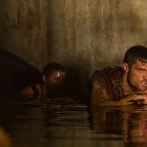 Still of Katrina Law Daniel Feuerriegel and Liam McIntyre in Spartacus Blood and Sand 2010