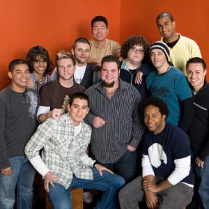 Sanjaya Malakar Chris Sligh Jared Cotter Rudy Cardenas Sundance Head Phil Stacey and Blake Lewis in American Idol The Search for a Superstar 2002