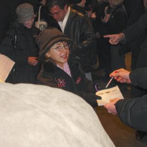 signing autographs at the Broadway Marriott Marquis stage door