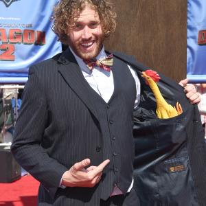 Comedian TJ Miller arrives at the LA premiere of How To Train Your Dragon 2 at the Regency Village Theatre on June 8 2014 in Westwood California