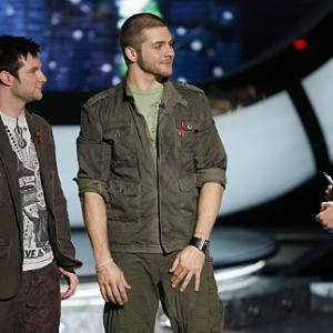 Still of Ryan Seacrest Blake Lewis and Chris Richardson in American Idol The Search for a Superstar 2002