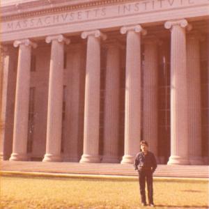 December 1981 A sunny day in New England MIT  Massachusetts Institute of Technology Cambridge Massachusetts USA V Alexander Stefan b1948 taking a statutory daily walk depicted in MIT UCLA and UCSD in Stefans My Passion SUPress La Jolla California 2008