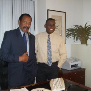 Patrick Jerome and Fred Williamson on the set of BEYOND CONTROL