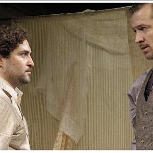 Production photo Eric Rice R with Marty Keiser L Premiere of Michael Niedermans To Barcelona! Dir Elyzabeth Gorman NYC 2008