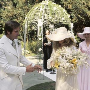 Farrah Fawcett with husband Lee Majors on their wedding day July 28 1973