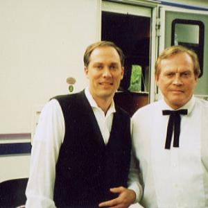 Fred Griffith as Rev Ellison Capers and Lee Majors as Dr Lee behind the scenes on Strike the Tent