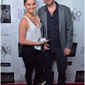 Courtney Baxter and director Steve Clark at SOHO International Film Festival Award Ceremony after winning Best Feature for Night Has Settled