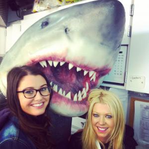 Courtney Baxter and Tara Reid on the set of Sharknado 2 NYC February 2014