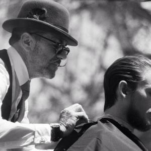 James Landry & hairsylist Andre Dubois by Angela Marklew