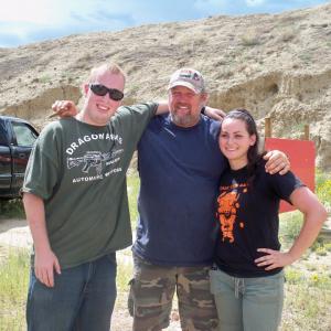 Josh Lindquist, Larry the Cable Guy, and Jessica Ortner on the set of Only In America with Larry the Cable Guy.