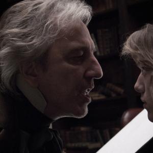 Still of Alan Rickman and Jamie Campbell Bower in Sweeney Todd The Demon Barber of Fleet Street 2007