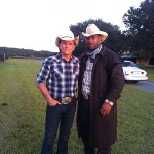 Kibwe Dorsey on the set of Grace of The Father with Lead Actor Darren Dowler