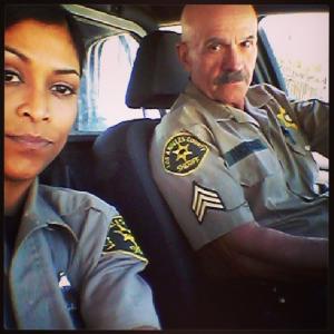 Deputy and Sheriff on set of The Cursed Man 2014