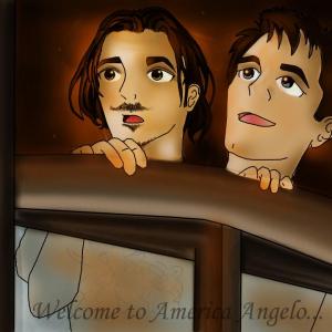 Daniele Favilli and John Barrowman in Torchwood Miracle Day Immortal Sins as seen by welsh artist Rebecca Williams