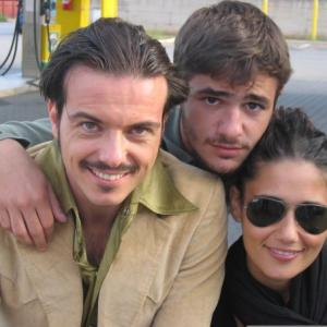 Daniele Favilli with costars Giuseppe Sulfaro and Barbara Tabita on the set of A Hero in Rome