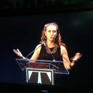 Mel House delivering acceptance speech for Outstanding Actress in a Featured Role at the NYIT Awards