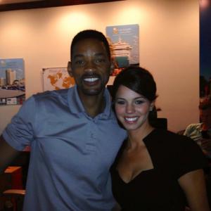 Will Smith and Stephanie Honore on set of movie 