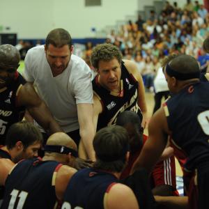 Terry Crews Peter Cornell Will Ferrell Michael Westphal Donald Faison Josh Braaten James Lesure and Geoff Stults break from a huddle in the NBAE League championship game
