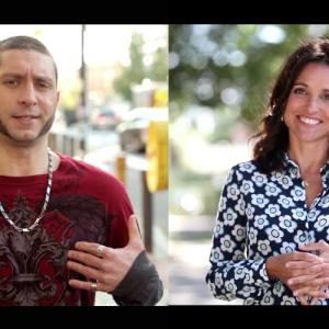 Damien Colletti and Julia LouisDreyfus in NBME Commercial Still