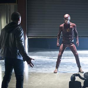 Still of Greg Finley and Grant Gustin in The Flash (2014)