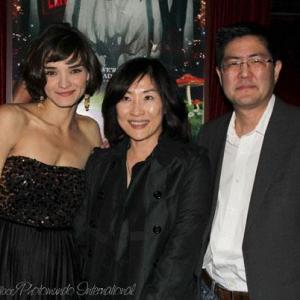 Jamie Bernadette at the Darling Nikki launch party with Christine Hatanaka and producerdirector Gregory Hatanaka February 6 2012
