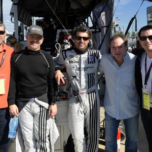 Ryan with actor and driver Patrick Dempsey at the Daytona International Speedway in January 2014 testing for the Rolex 24 hour race that took place later in the month Ryan was with his partners of Spring Loaded water