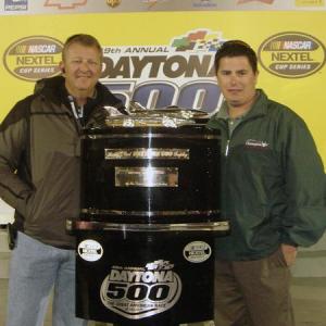 Ryan Johnston pictured with partner G Michael Harris  Titanic Explorer of eight dives to Titanic and first ever to recover artifacts from Titanic pictured in Victory Lane after the Daytona 500 in February 2007