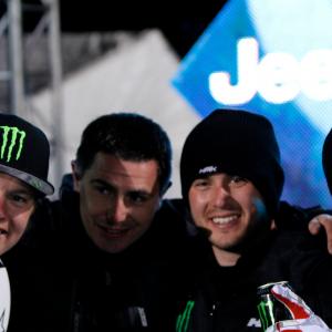 Ryan Johnston with his athletes Heath Frisby and Joe Parsons that he manages after they took Gold  Silver medals at Winter XGames in Aspen