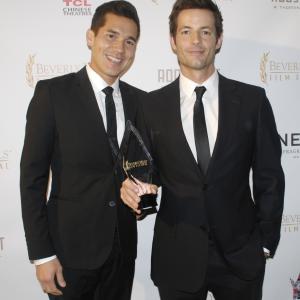 Scotty Crowe and Philipp Karner DIVING NORMAL receive the award for Best Feature at the Beverly Hills Film Festival