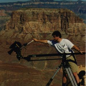 Filming on the north rim of the Grand Canyon for 'The Condor, The Coyote and The Canyon'.