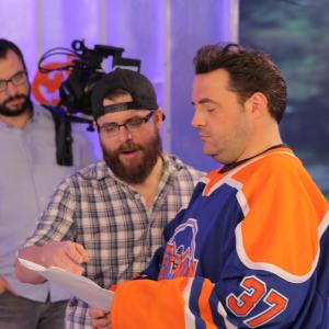 Brett Register directing Kevin Smith on the set of DC All Access