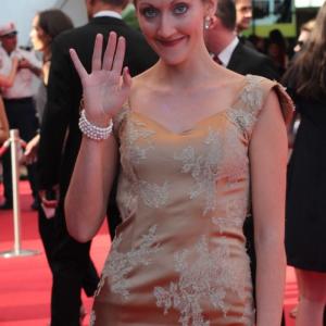 Actress Charlotte Milchard arrives on the red carpet at the Closing Ceremony of the 53rd Monte Carlo TV Festival in Monaco.