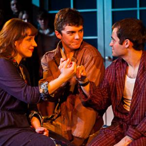 Jessie Mueller Jarrod Zimmerman and Alan Schmuckler in Merrily We Roll Along at The Music Theatre Company