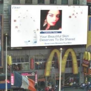 Latrice Butts in on Doves Beautiful Skin Billboard in their Dove Living Ad Campaign In NYC Time Square Live Cam on 4302012
