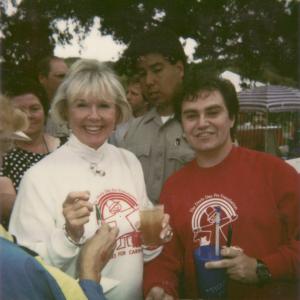 Pierre Patrick 1993 first official photo with Ultimate Legend Doris Day surrounded by fans and security
