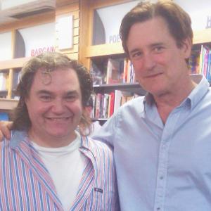 Pierre Patrick and Bill Pullman on Film set at Atticus Bookstore Cafe.