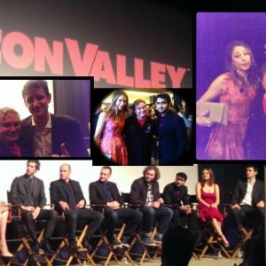 Pierre Patrick  SILICON VALLEY cast members Thomas Middleditch TJ Miller Martin Starr Kumail Nanjiani Amanda Crew Suzanne Cryer and Zach Woods