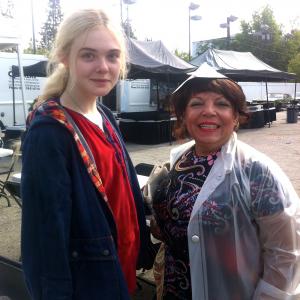 With actress Elle Fanning in the movie Low Down where Sheila Korsi was a supporting character after working in a scene with Ms Fanning