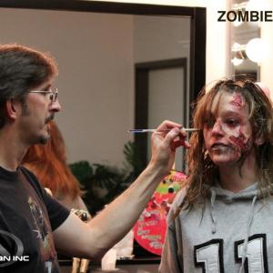 ZOMBIELAND Makeup Effects Designer Tony Gardner tests a zombie concept for the film Zombieland 2009