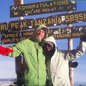 Greg and Allyn Reid on top of Mount Kilimanjaro