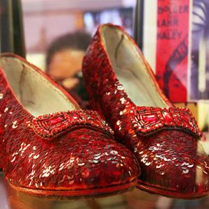 Ruby Slippers created by Don-ya' Designer of the Stars. On display at 'The Hollywood Museum'