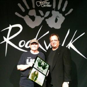 Meredith Day with Rockwalk's Director of Artist Relations Dave Weiderman at Induction Of Alanis Morissette.