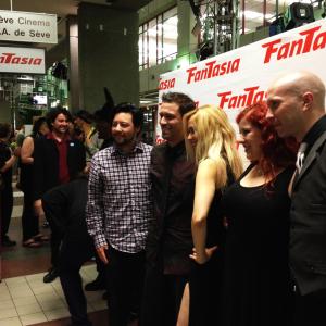 Shannon Lark with director Maude Michaud and crew at the world premiere of Dys at Fantasia International Film Festival