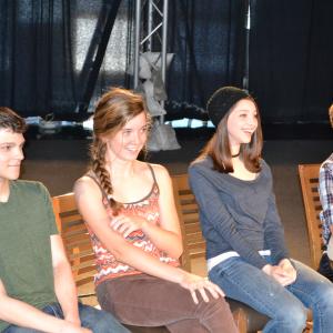 Brianna Ward and her fellow teen cast members on the set of Cross Threads