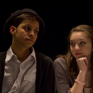 Brianna Ward and Javier Torres performing in the LSA Repertory Theatre Company stage production of Speed Date